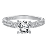 Artcarved Bridal Semi-Mounted with Side Stones Vintage Engagement Ring Julie 14K White Gold - 31-V513ERW-E.01 photo 2