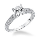 Artcarved Bridal Semi-Mounted with Side Stones Vintage Engagement Ring Julie 14K White Gold - 31-V513ERW-E.01 photo