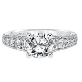 Artcarved Bridal Mounted with CZ Center Vintage Milgrain Diamond Engagement Ring Kendal 14K White Gold - 31-V369FRW-E.00 photo 2