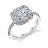 0.55tw Semi-Mount Engagement Ring With 1ct Round/Cushion Halo Two Tone photo
