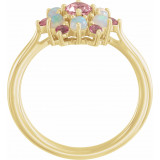14K Yellow Pink Tourmaline & Ethiopian Opal Floral-Inspired Ring - 720786001P photo 2
