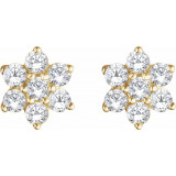 14K Yellow 3/8 CTW Diamond Flower Earrings - 65284860002P photo 2