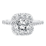 Artcarved Bridal Mounted with CZ Center Classic Halo Engagement Ring Frances 14K White Gold - 31-V734ERW-E.00 photo 2