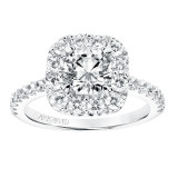 Artcarved Bridal Mounted with CZ Center Classic Halo Engagement Ring Frances 14K White Gold - 31-V734ERW-E.00 photo 4