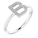 14K White 1/8 CTW Diamond Initial B Ring - 1238346005P photo