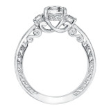 Artcarved Bridal Mounted with CZ Center Vintage Filigree 3-Stone Engagement Ring Iva 14K White Gold - 31-V694EEW-E.00 photo 3