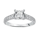 Artcarved Bridal Semi-Mounted with Side Stones Vintage Engagement Ring Ruth 14K White Gold - 31-V437ECW-E.01 photo 4