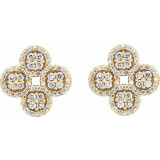 14K Yellow 1/2 CTW Diamond Clover Earrings - 86362601P photo 2