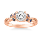 Artcarved Bridal Semi-Mounted with Side Stones Contemporary Engagement Ring 14K Rose Gold & Blue Sapphire - 31-V317SERR-E.01 photo 2