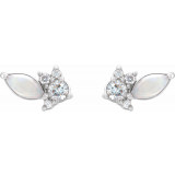 14K White Australian Opal & 1/6 CTW Diamond Cluster Earrings - 87123605P photo 2