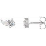 14K White Australian Opal & 1/6 CTW Diamond Cluster Earrings - 87123605P photo