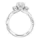 Artcarved Bridal Semi-Mounted with Side Stones Contemporary Twist 3-Stone Engagement Ring Danica 14K White Gold - 31-V757ERW-E.01 photo 3