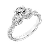 Artcarved Bridal Semi-Mounted with Side Stones Contemporary Twist 3-Stone Engagement Ring Danica 14K White Gold - 31-V757ERW-E.01 photo