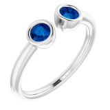 14K White Blue Sapphire Two-Stone Ring - 7189360004P photo