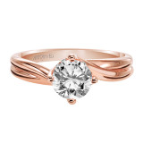 Artcarved Bridal Semi-Mounted with Side Stones Contemporary Twist Solitaire Engagement Ring Whitney 14K Rose Gold - 31-V303ERR-E.02 photo 2