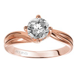Artcarved Bridal Semi-Mounted with Side Stones Contemporary Twist Solitaire Engagement Ring Whitney 14K Rose Gold - 31-V303ERR-E.02 photo 4