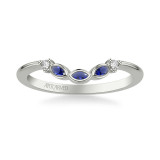 Artcarved Bridal Mounted with Side Stones Contemporary Gemstone Wedding Band 14K White Gold & Blue Sapphire - 31-V1031SW-L.00 photo 2