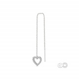 Ashi 10k White Gold Heart Thread Diamond Earrings photo 3