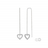 Ashi 10k White Gold Heart Thread Diamond Earrings photo