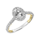 Artcarved Bridal Semi-Mounted with Side Stones Classic Lyric Halo Engagement Ring Falyn 18K White Gold Primary & 18K Yellow Gold - 31-V928EVWY-E.03 photo 2