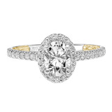 Artcarved Bridal Semi-Mounted with Side Stones Classic Lyric Halo Engagement Ring Falyn 18K White Gold Primary & 18K Yellow Gold - 31-V928EVWY-E.03 photo 3