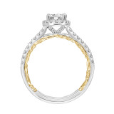 Artcarved Bridal Semi-Mounted with Side Stones Classic Lyric Halo Engagement Ring Falyn 18K White Gold Primary & 18K Yellow Gold - 31-V928EVWY-E.03 photo 4