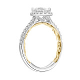 Artcarved Bridal Semi-Mounted with Side Stones Classic Lyric Halo Engagement Ring Falyn 18K White Gold Primary & 18K Yellow Gold - 31-V928EVWY-E.03 photo