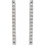 14K White 1/3 CTW Diamond French-Set Bar Earrings - 87066605P photo 2