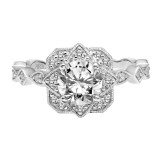 Artcarved Bridal Semi-Mounted with Side Stones Vintage Milgrain Engagement Ring Carol 14K White Gold - 31-V854ERW-E.01 photo 2
