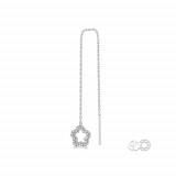 Ashi 10k White Gold Flower Threader Diamond Earrings photo 3
