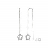 Ashi 10k White Gold Flower Threader Diamond Earrings photo