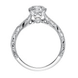 Artcarved Bridal Semi-Mounted with Side Stones Vintage Engraved Solitaire Engagement Ring Philomena 14K White Gold - 31-V556ERW-E.01 photo 3