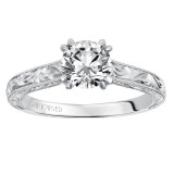 Artcarved Bridal Semi-Mounted with Side Stones Vintage Engraved Solitaire Engagement Ring Philomena 14K White Gold - 31-V556ERW-E.01 photo 4