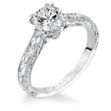 Artcarved Bridal Semi-Mounted with Side Stones Vintage Engraved Solitaire Engagement Ring Philomena 14K White Gold - 31-V556ERW-E.01 photo