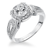 Artcarved Bridal Semi-Mounted with Side Stones Contemporary Halo Engagement Ring Mindy 14K White Gold - 31-V356ERW-E.01 photo
