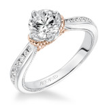 Artcarved Bridal Mounted with CZ Center Contemporary Engagement Ring Posey 14K White Gold Primary & 14K Rose Gold - 31-V586ERR-E.00 photo