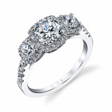 0.90tw Semi-Mount Engagement Ring With 1ct Round Head photo
