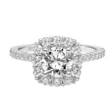 Artcarved Bridal Semi-Mounted with Side Stones Classic Halo Engagement Ring Dolly 14K White Gold - 31-V863ERW-E.01 photo 2