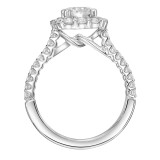 Artcarved Bridal Semi-Mounted with Side Stones Classic Halo Engagement Ring Dolly 14K White Gold - 31-V863ERW-E.01 photo 3