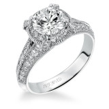 Artcarved Bridal Semi-Mounted with Side Stones Vintage Halo Engagement Ring Louise 14K White Gold - 31-V357FRW-E.01 photo