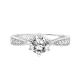 Artcarved Bridal Semi-Mounted with Side Stones Vintage Filigree Diamond Engagement Ring Cornelia 18K White Gold - 31-V788ERW-E.03 photo 2