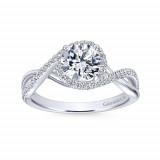 Gabriel & Co 14k White Gold Round Criss Cross Engagement Ring photo