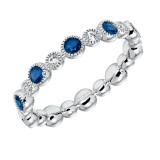 Artcarved Bridal Mounted with Side Stones Contemporary Stackable Eternity Anniversary Band 14K White Gold & Blue Sapphire - 33-V14S4W65-L.00 photo