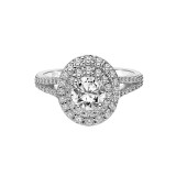 Artcarved Bridal Semi-Mounted with Side Stones Classic Halo Engagement Ring Bree 18K White Gold - 31-V886ERW-E.03 photo 2