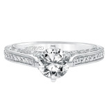 Artcarved Bridal Mounted with CZ Center Vintage Heritage Engagement Ring Juliana 14K White Gold - 31-V727ERW-E.00 photo 2