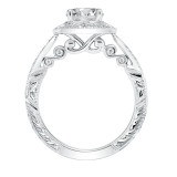 Artcarved Bridal Mounted with CZ Center Vintage Filigree Halo Engagement Ring Eleanor 14K White Gold - 31-V695ERW-E.00 photo 3