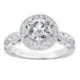 Artcarved Bridal Mounted with CZ Center Vintage Filigree Halo Engagement Ring Eleanor 14K White Gold - 31-V695ERW-E.00 photo 4