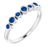 14K White Blue Sapphire Bezel-Set Ring - 71844650P photo