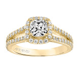 Artcarved Bridal Mounted with CZ Center Classic Halo Engagement Ring Evangeline 14K Yellow Gold - 31-V646EUY-E.00 photo 3