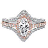 Artcarved Bridal Semi-Mounted with Side Stones Classic Halo Engagement Ring Dorsey 14K White Gold - 31-V549EMW-E.01 photo 2
